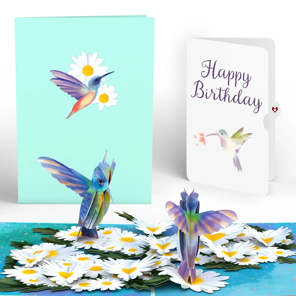 Lovepop Daisy Patch Hummingbirds Birthday Pop-Up Card and Hummingbird Kisses Sentiment Set