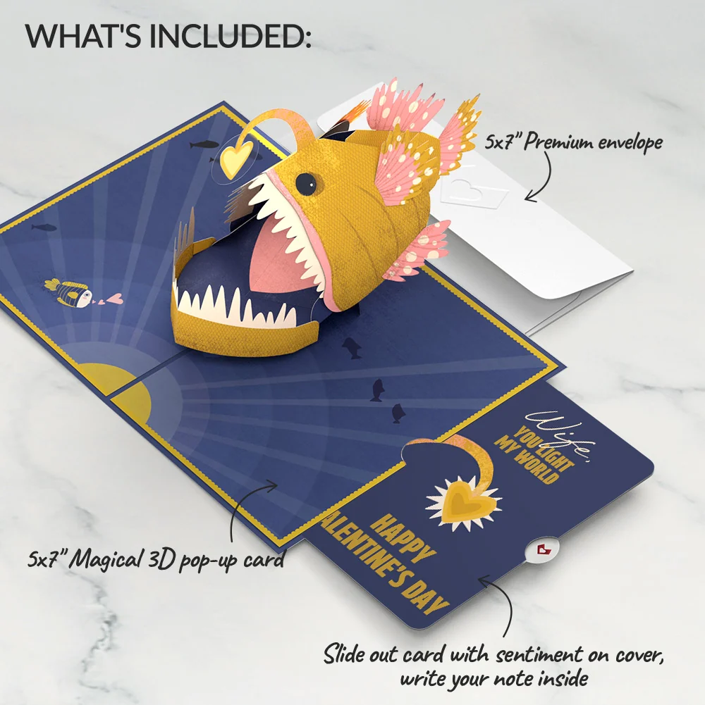 Lovepop You Are My Sunshine Anglerfish Valentine Pop-Up Card and Sentiment Set for Wife - Image 2