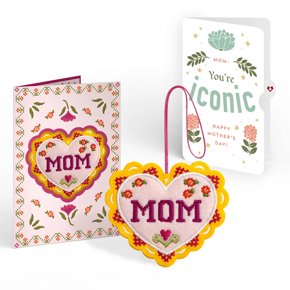Lovepop Stitched with Love Mother’s Day HeartFelt Charm Card and Iconic Bloom Sentiment Set for Mom