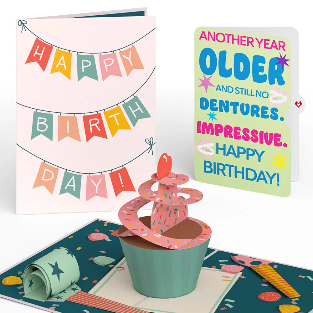 Lovepop Birthday Cupcake Pop-Up Card and Sentiment Set Candle
