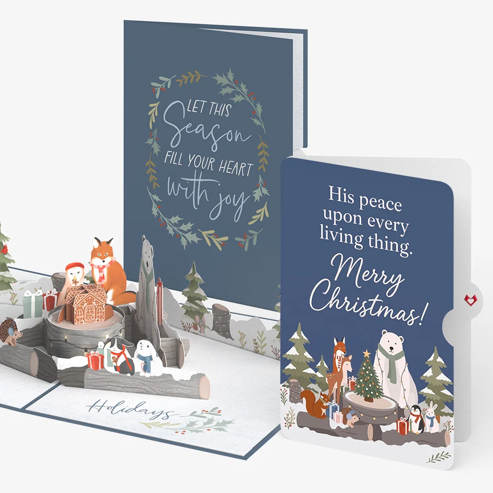 Lovepop Holiday Woodland Animals Christmas Pop-Up Card and His Peace Sentiment Set