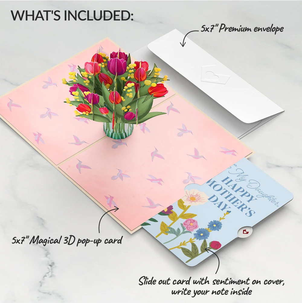 Lovepop Cheerful Tulips Mother's Day Pop-Up Card and Sentiment Set for Daughter Glass - Image 2