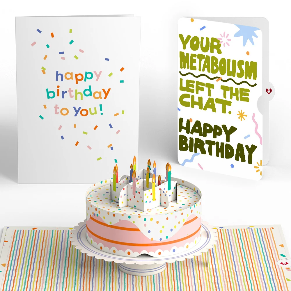 Lovepop Happy Birthday to You! Confetti Cake Pop-Up Card and Metabolism Left The Chat Sentiment Set Candle