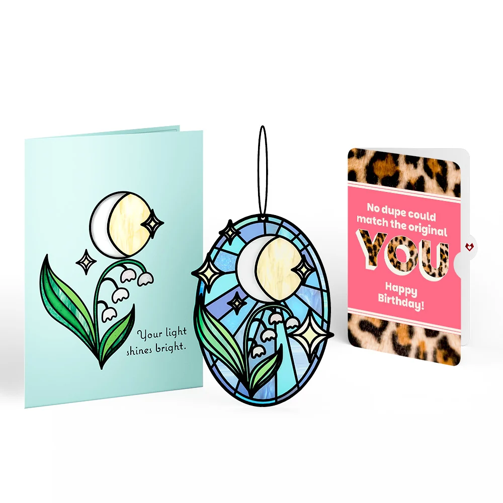 Lovepop Shine Bright Twilight Bloom Birthday Suncatcher Card and The original YOU Sentiment Set Glass