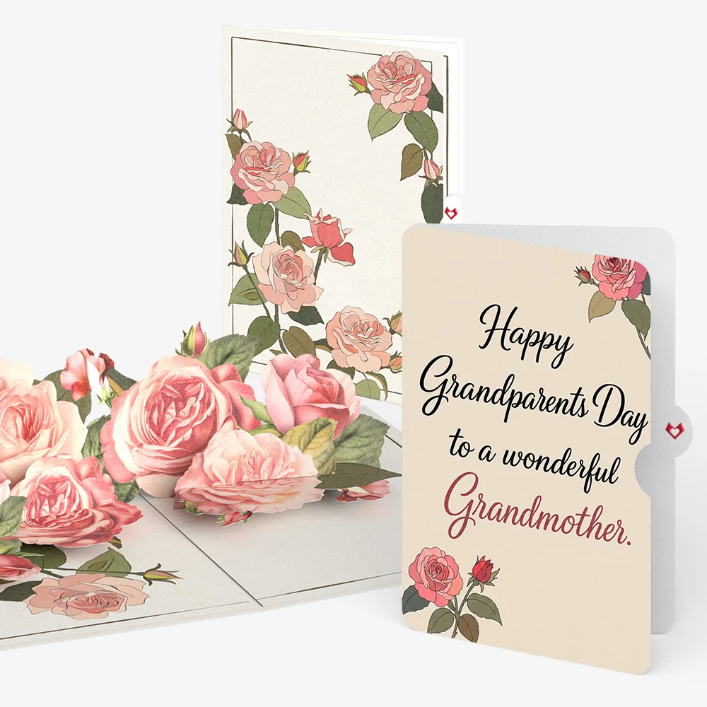 Lovepop Roses in Bloom Pop-Up Card and Grandparents Day Sentiment Set Cream