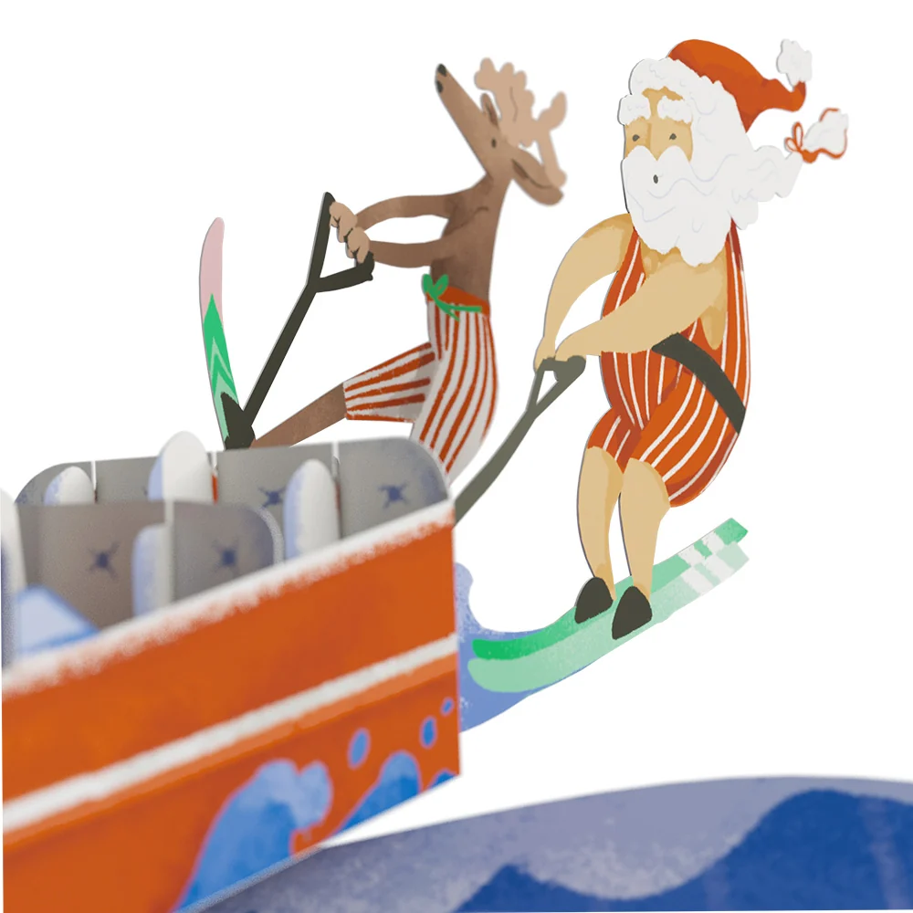 Lovepop Santa Water Ski Christmas Pop-Up Card - Image 3
