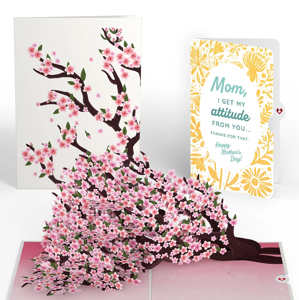 Lovepop Cherry Blossom Branches in Bloom Mother’s Day Pop-Up Card and Sunny Bloom Sentiment Set for Mom Cream