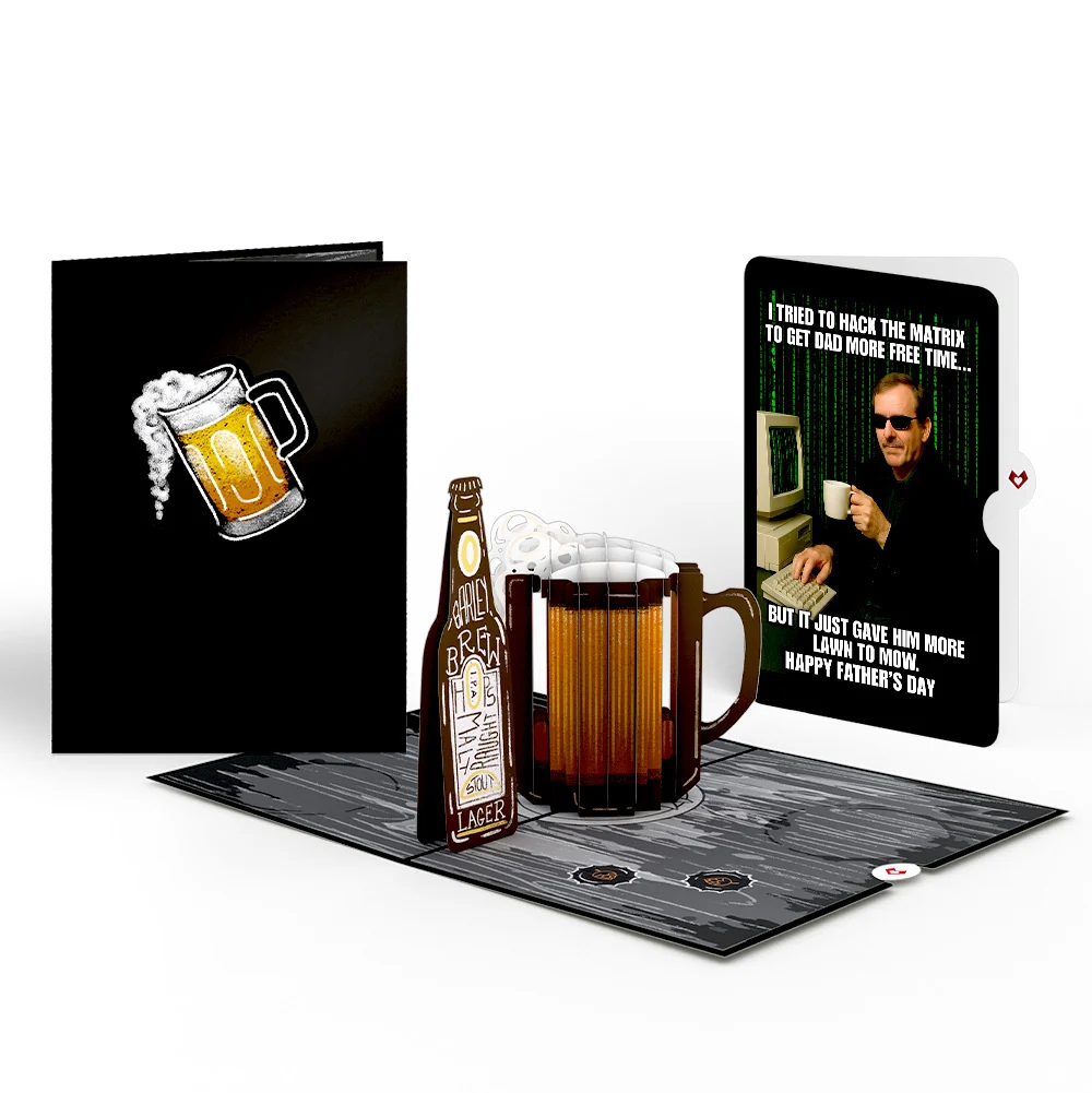 Lovepop Beer Father's Day Pop-Up Card and Matrix Hacker Sentiment Set Mug