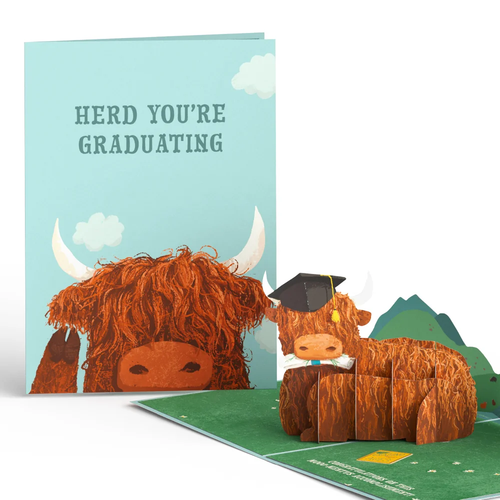 Lovepop Heard You're Graduating Highland Cow Pop-Up Card