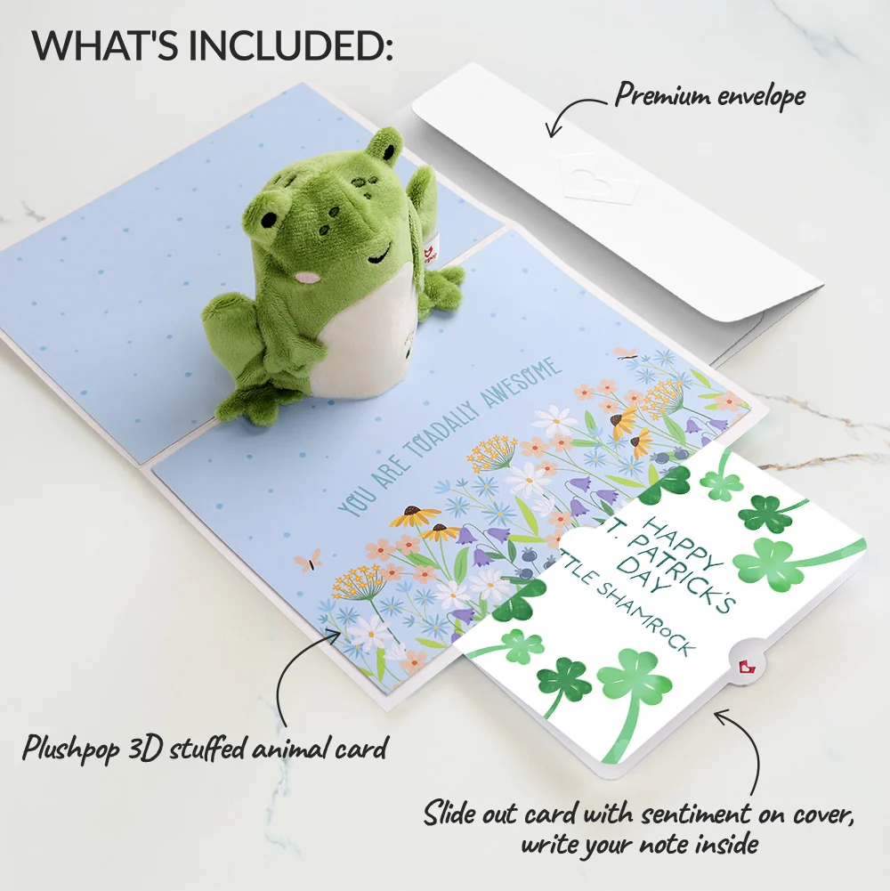 Lovepop 'Toadally Awesome' St. Patrick’s Day Plushpop Card and Sentiment Set Cream - Image 2
