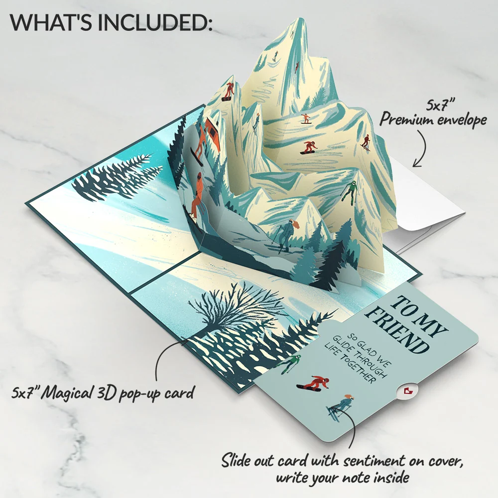 Lovepop Mountain Ski Adventure Friendship Pop-Up Card and Sentiment Set - Image 2