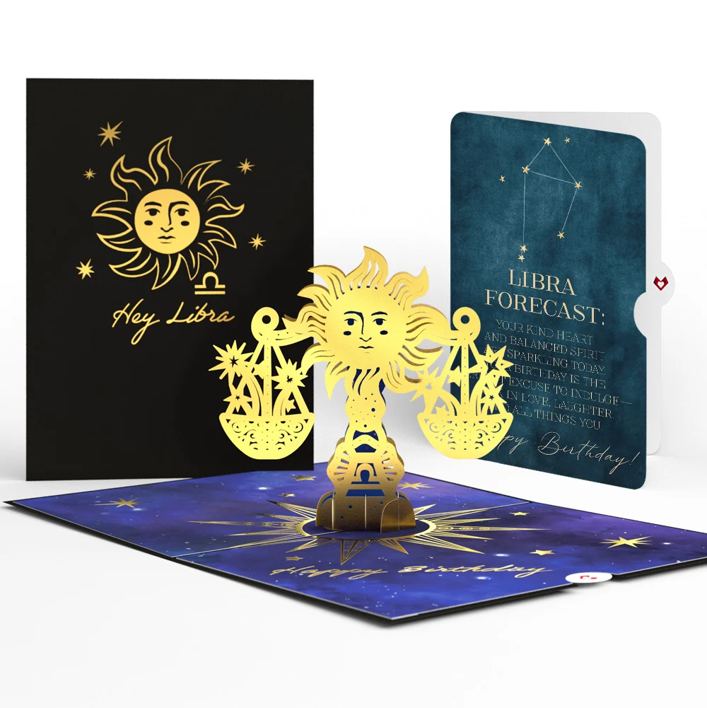 Lovepop Libra Zodiac Birthday Pop-Up Card and Sentiment Set Scale