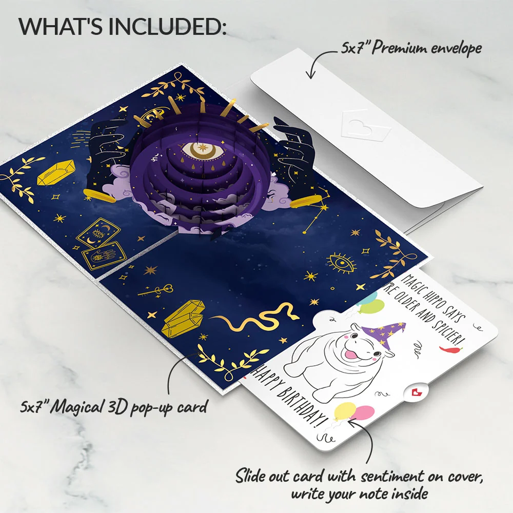 Lovepop Magical Birthday with Magic Hippo Pop-Up Card and Sentiment Set - Image 2