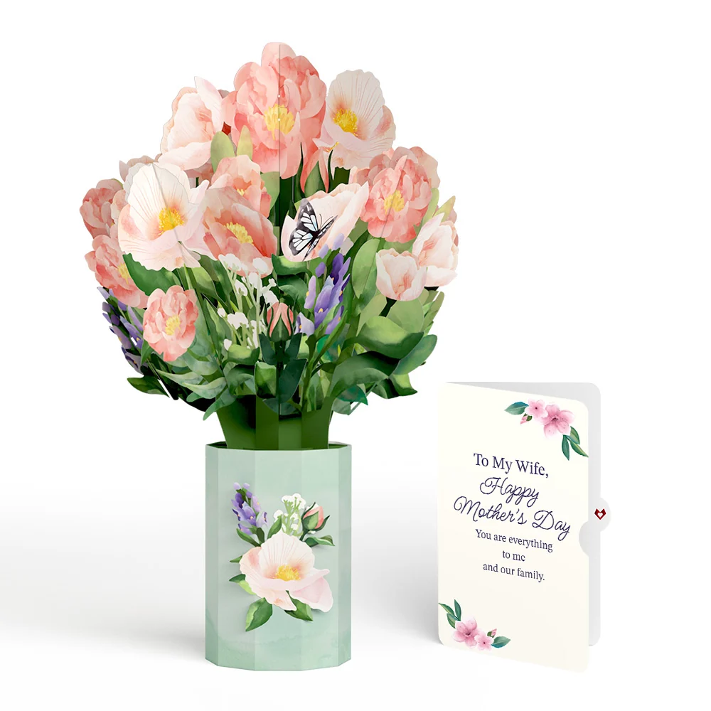 Lovepop Peony Mother's Day Bouquet and Sentiment Set for Wife Vase