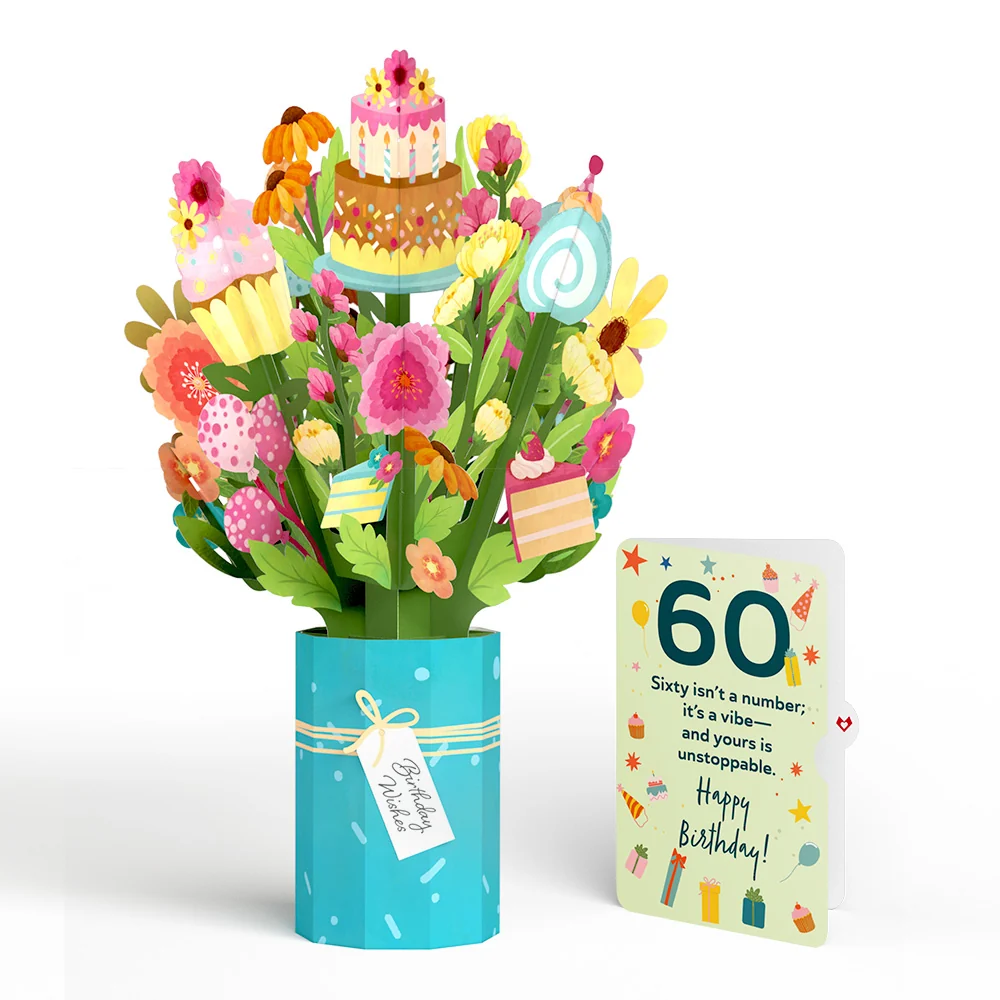 Lovepop Sweet 60th Birthday Wishes Bouquet and Sentiment Set Vase