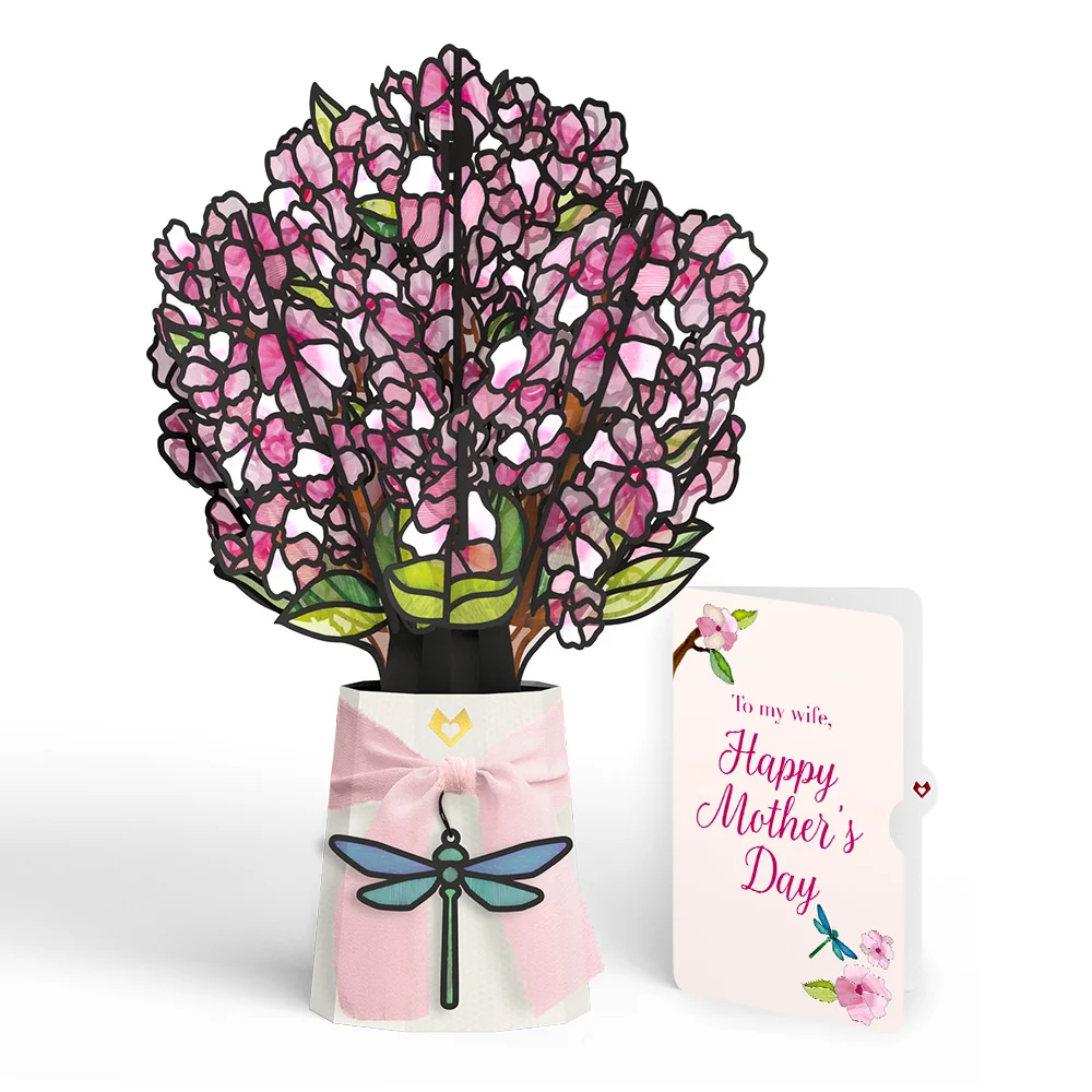 Lovepop Sun-dappled Cherry Blossom Mother’s Day Suncatcher Bouquet and Sentiment Set for Wife Glass