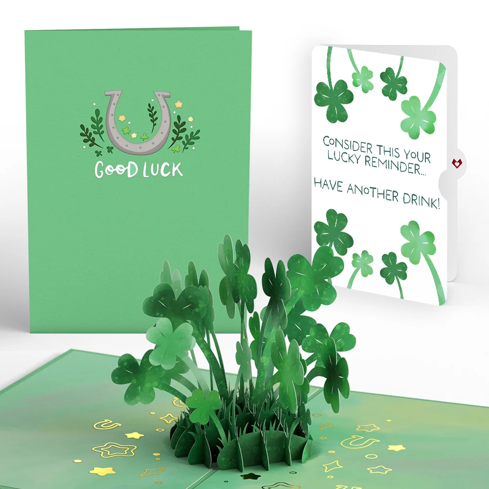 Lovepop Saint Patrick's Day Lucky Clover Pop-Up Card and Shamrock Cheers Sentiment Set