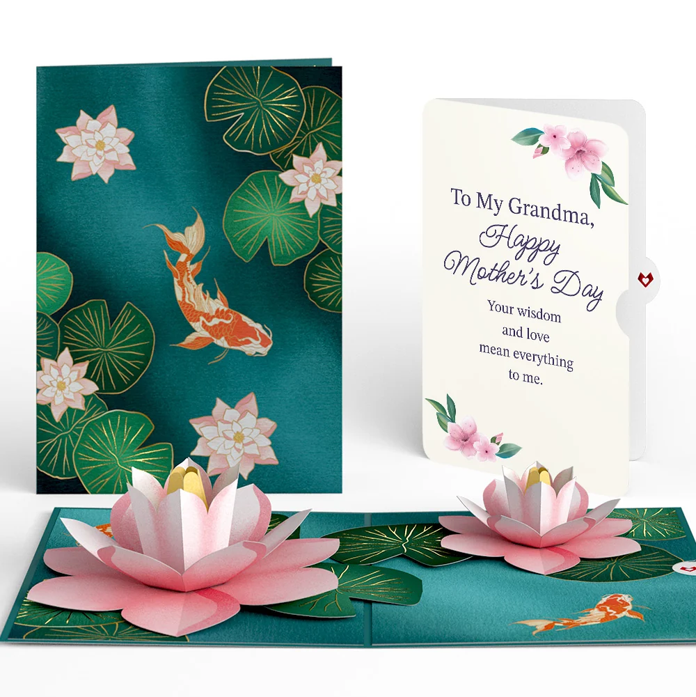Lovepop Koi Fish and Lotus Pond Mother's Day Pop-Up Card and Sentiment Set for Grandma