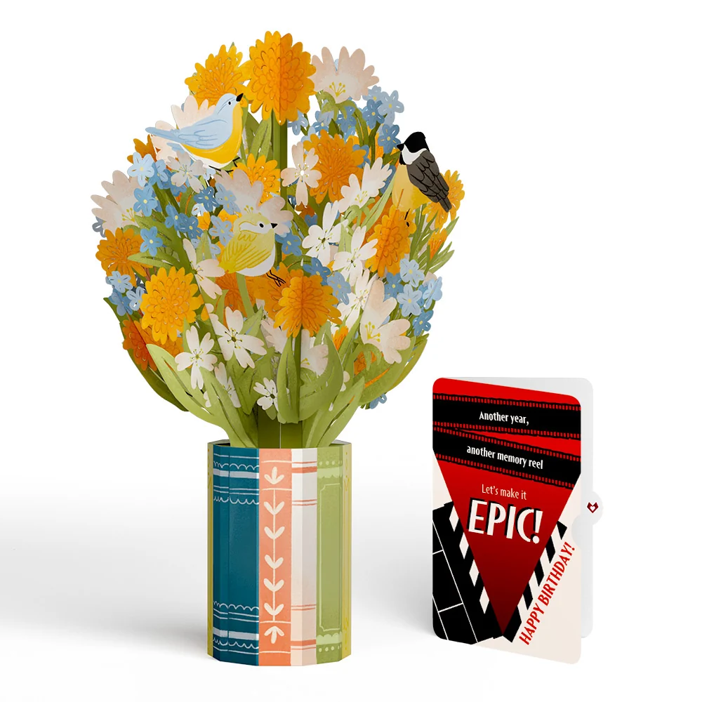 Lovepop Spring Joy Birthday Bouquet and Epic Reel Sentiment Set Vase