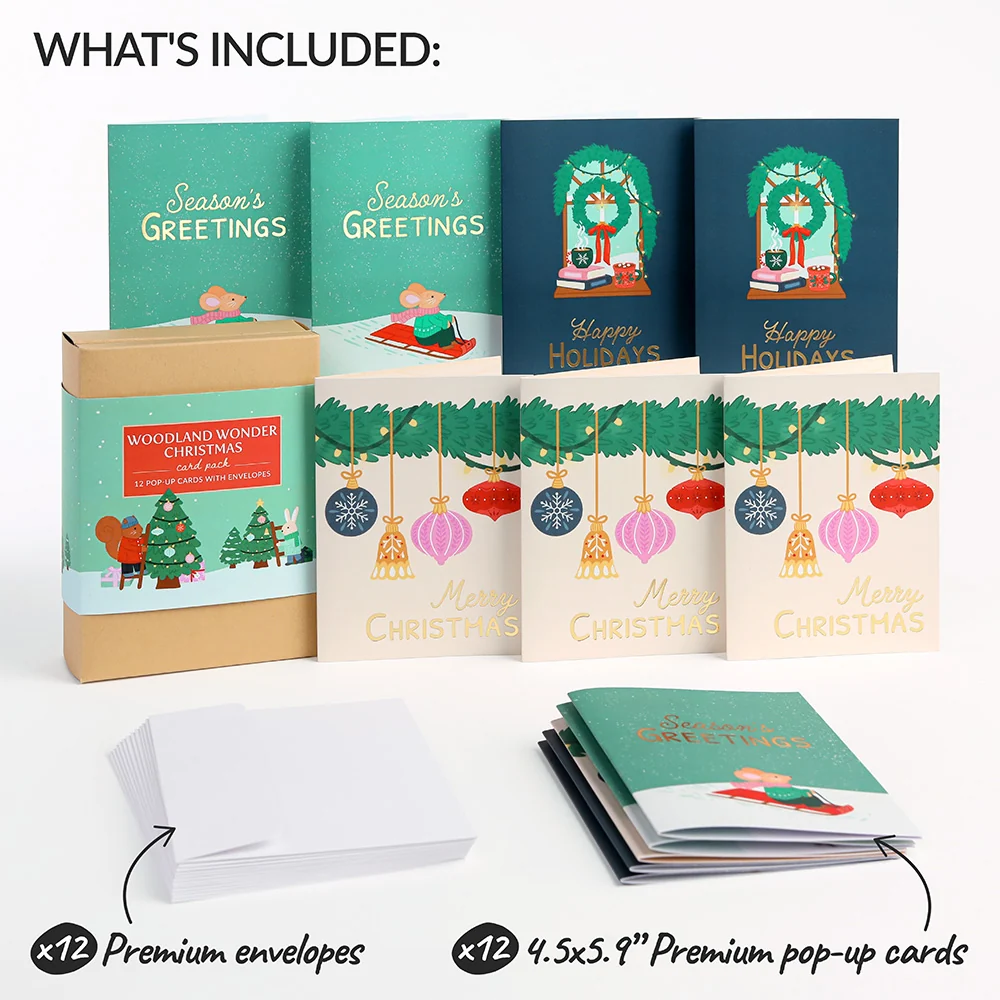 Lovepop Woodland Wonder Christmas Box Set (Assorted 12-pack): Paperpop Card - Image 2