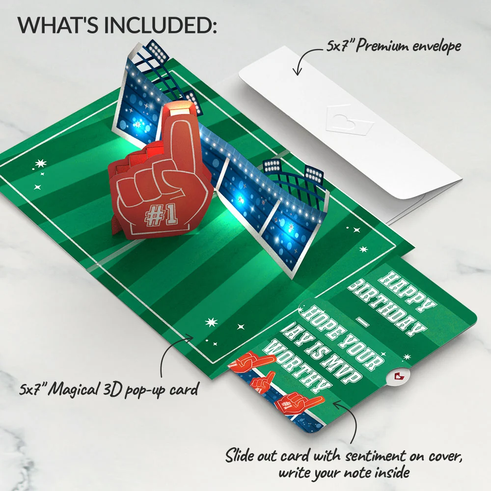 Lovepop MVP Stadium Birthday Music and Lights Pop-Up Card and Sentiment Set - Image 2