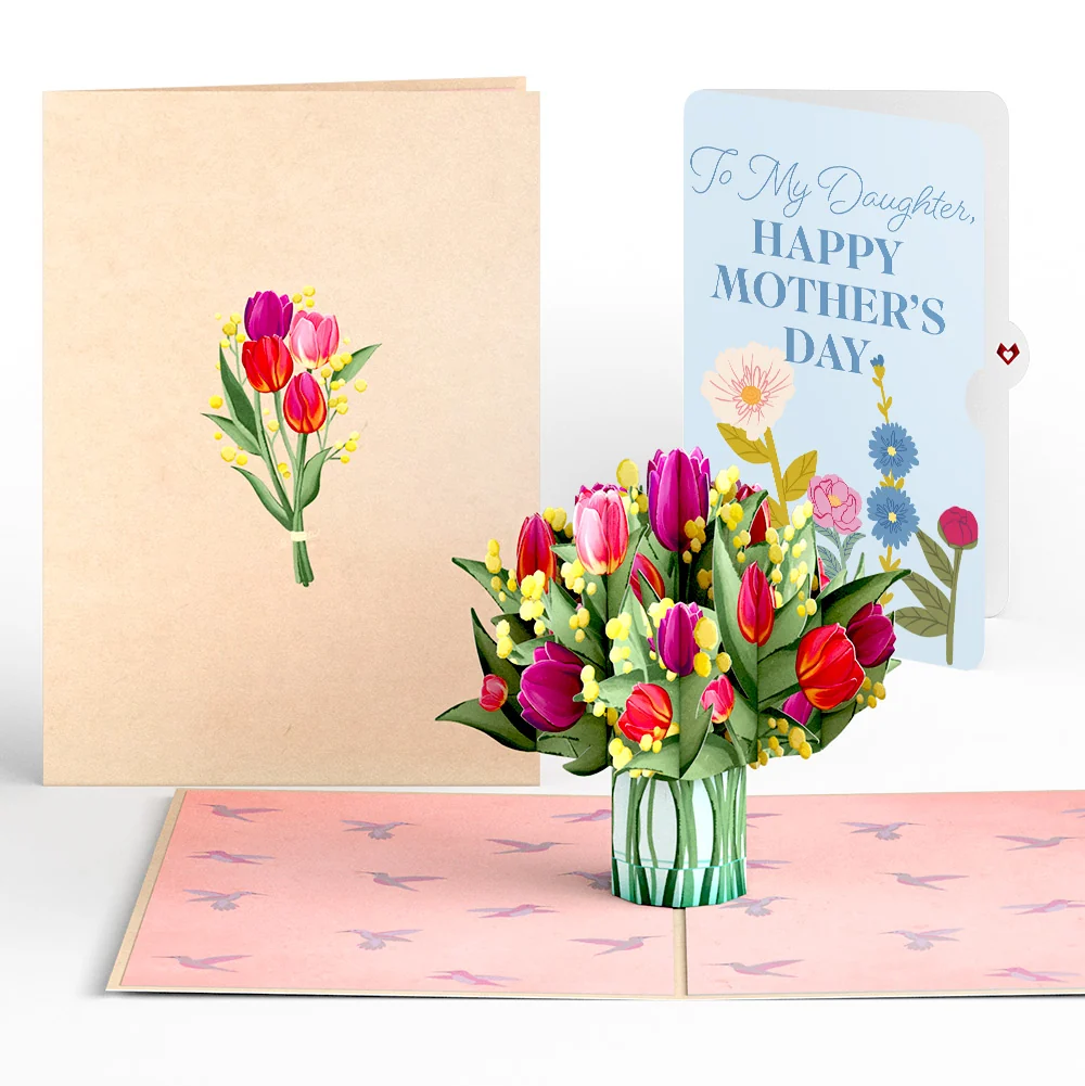 Lovepop Cheerful Tulips Mother's Day Pop-Up Card and Sentiment Set for Daughter Glass