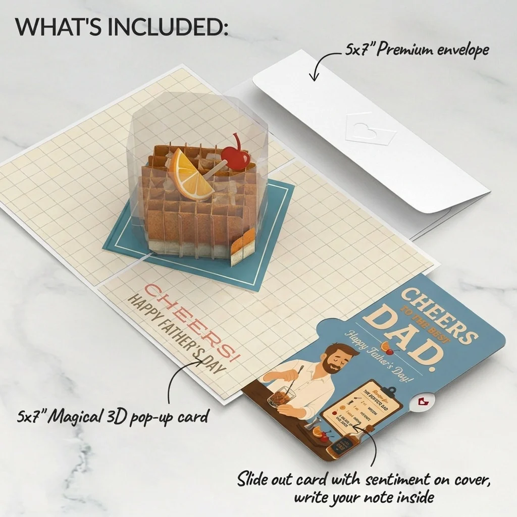 Lovepop Cheers Father's Day Pop-Up Card and Cocktail Mix Sentiment Set for Dad Bottle - Image 2
