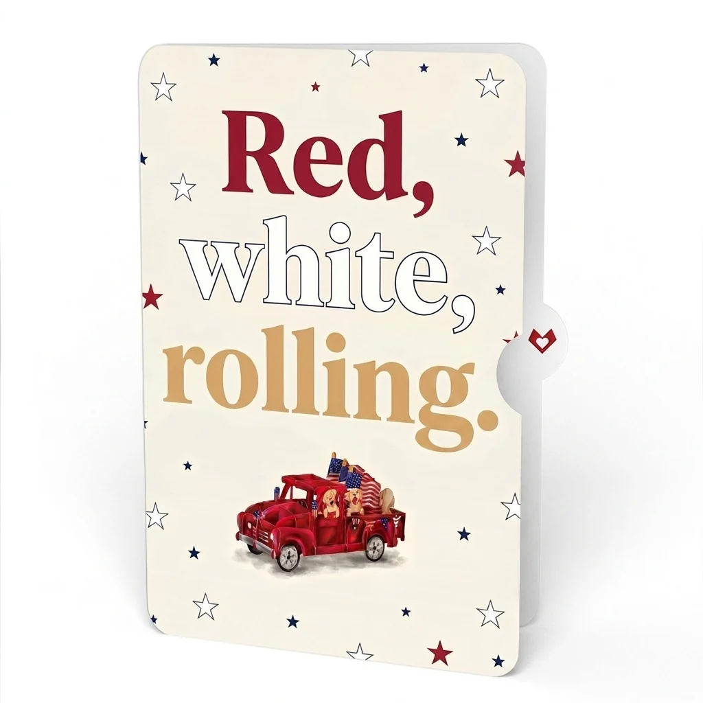 Lovepop Americana Truck 4th of July Pop-Up Card and Sentiment Set Cream - Image 4