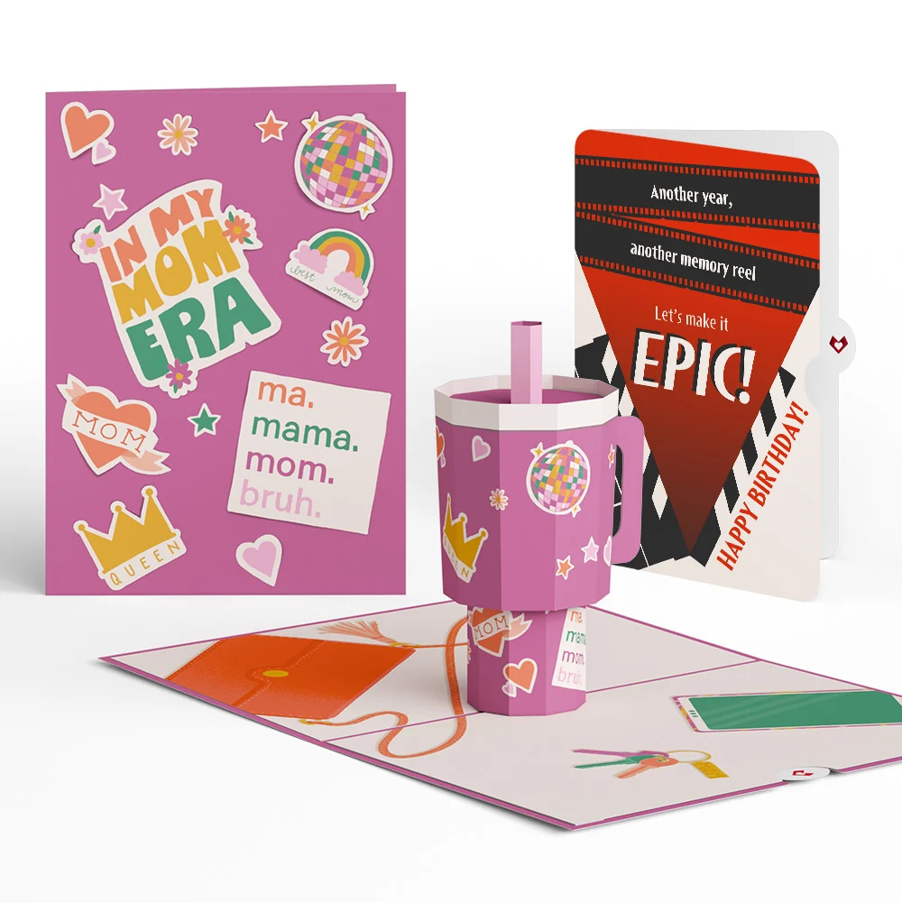Lovepop Mom Era Tumbler Birthday Pop-Up Card and Epic Reel Sentiment Set