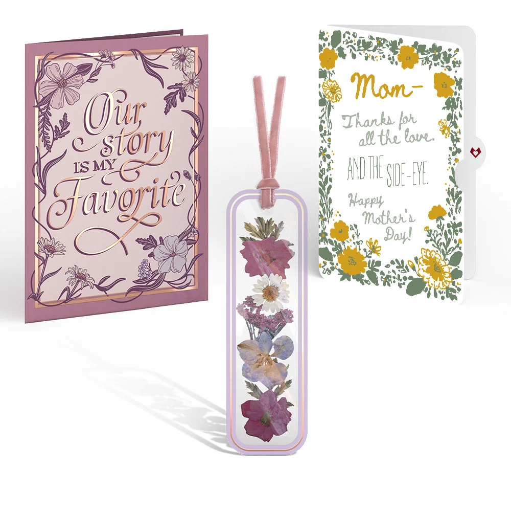 Lovepop Our Story Mother’s Day Petal Pressed Bookmark Card and Golden Wildflower Frame Sentiment Set for Mom