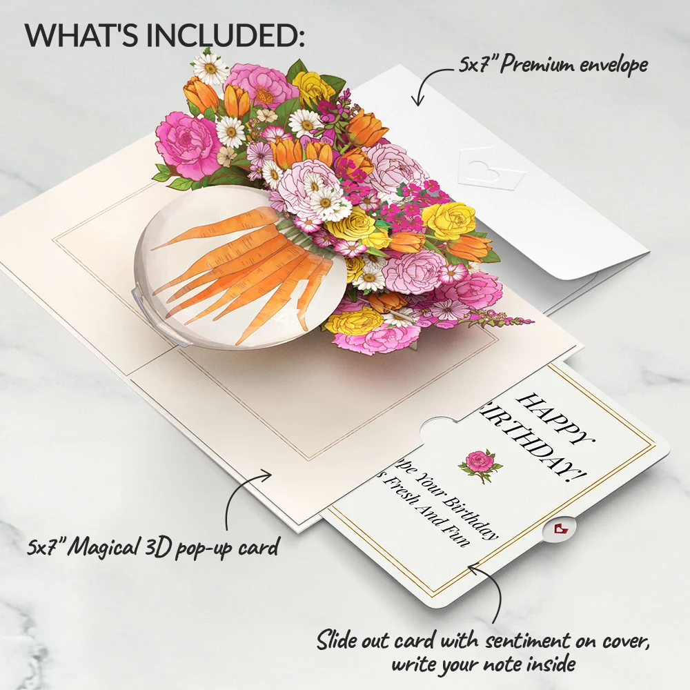Lovepop Blooming Carrot Bouquet Birthday Pop-Up Card and Sentiment Set Cream - Image 2
