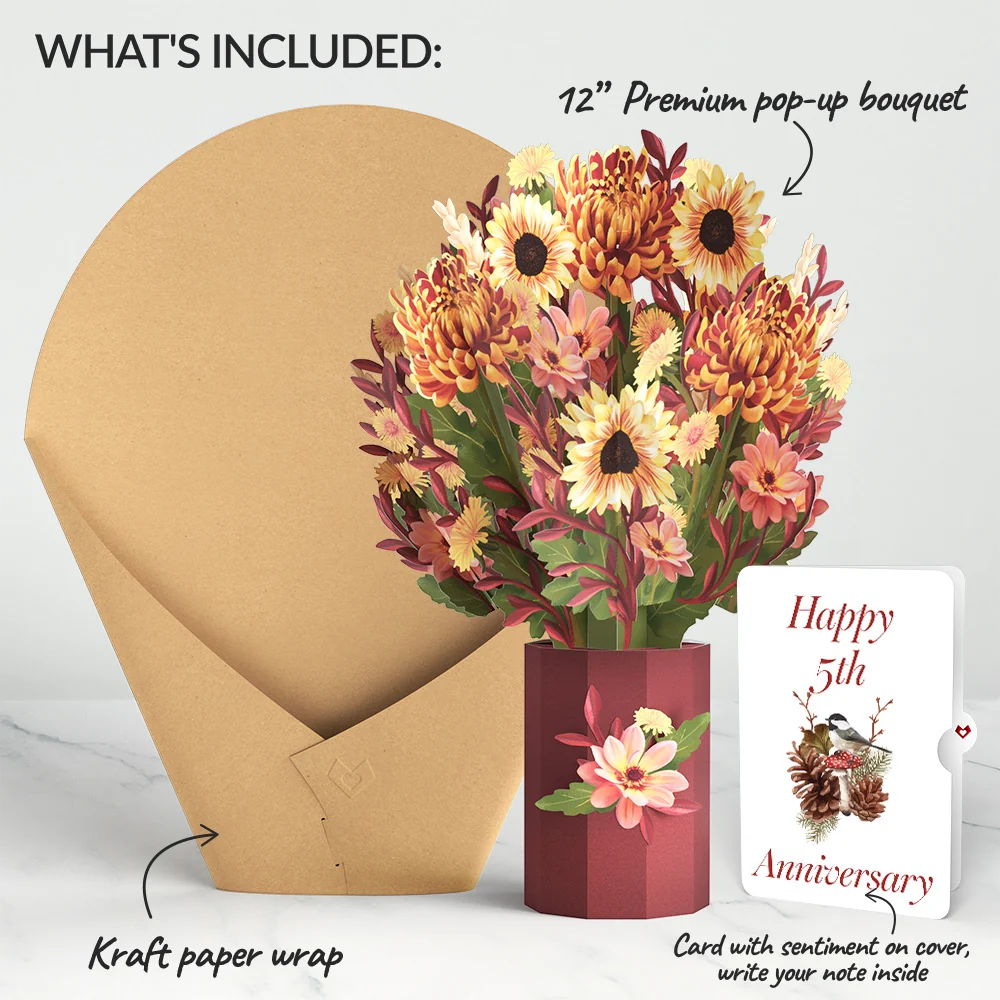 Lovepop Fall Sunshine 5th Anniversary Bouquet and Sentiment Set Vase - Image 2