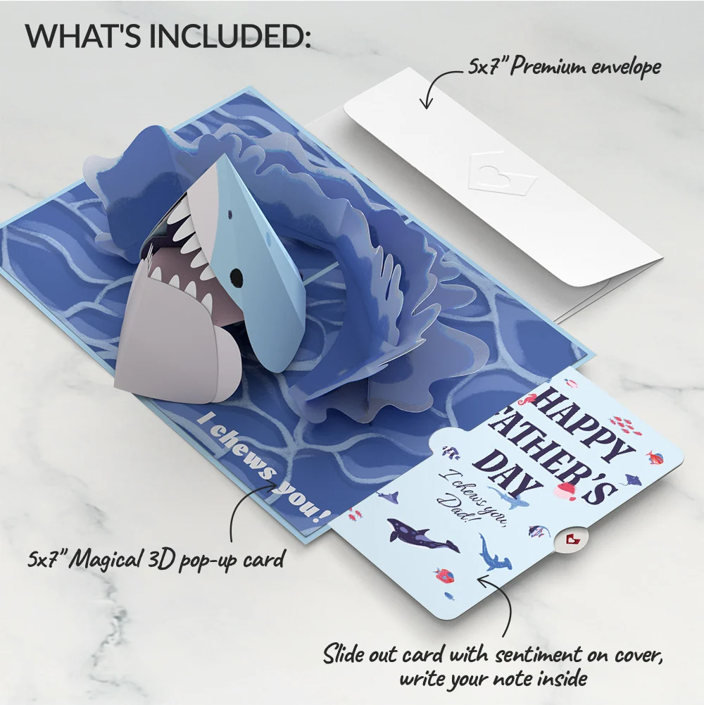 Lovepop I Chews You Shark Father's Day Pop-Up Card and Ocean Animals Sentiment Set for Dad - Image 4