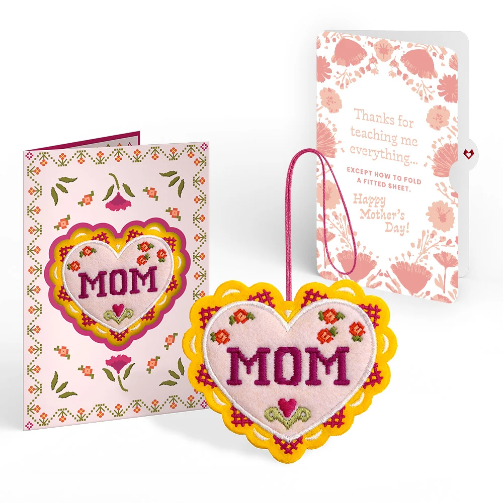 Lovepop Stitched with Love Mother’s Day HeartFelt Charm Card and Poppies Garden Frame Sentiment Set for Mom