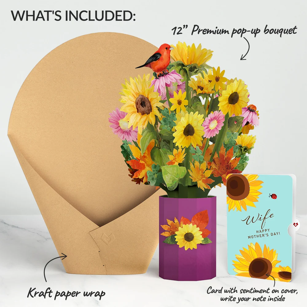 Lovepop Golden Sunflower Mother’s Day Bouquet and Sentiment Set for Wife Vase - Image 2