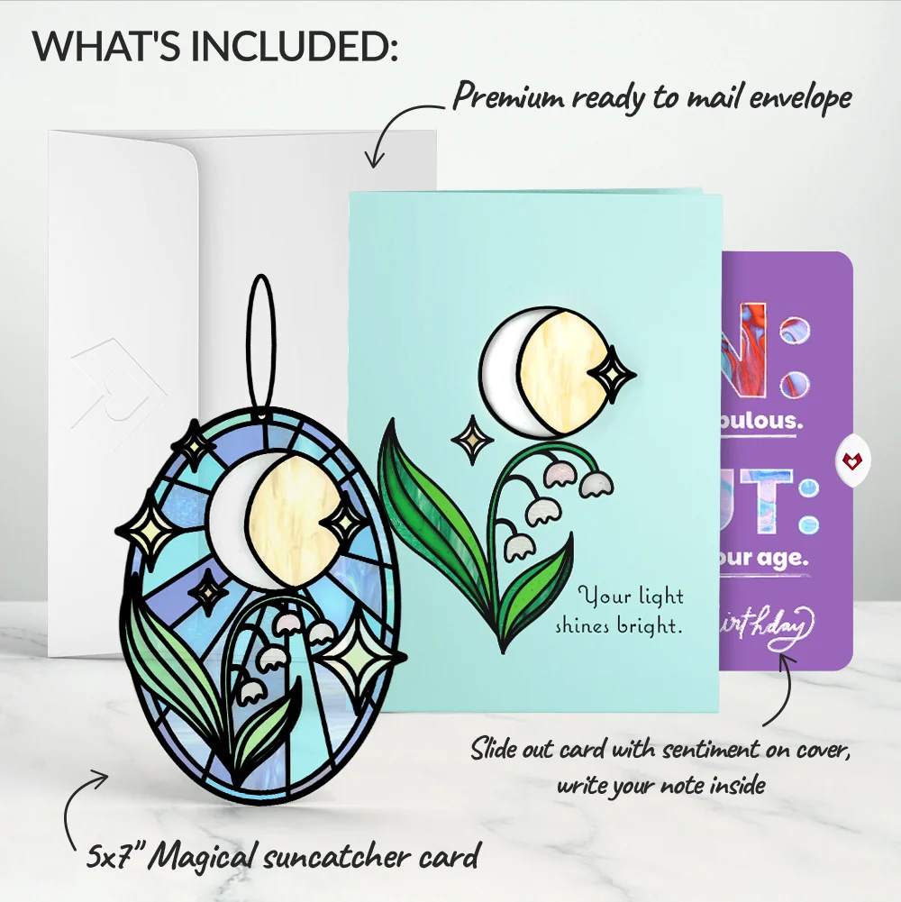 Lovepop Shine Bright Twilight Bloom Birthday Suncatcher Card and IN & OUT Sentiment Set Glass - Image 2