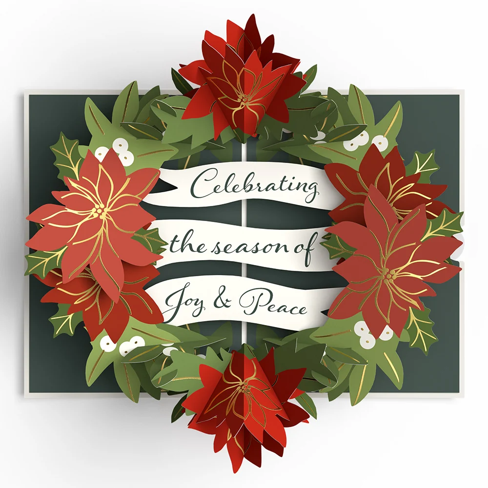 Lovepop Season's Greetings Poinsettia Wreath Pop-Up Card - Image 3