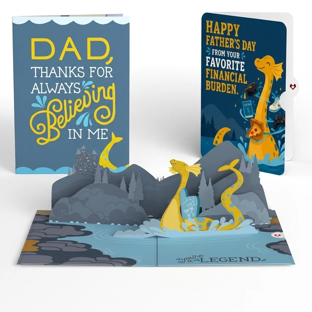 Lovepop Dad You're a Legend Loch Ness Monster Father's Day Pop-Up Card and Favorite Financial Burden Sentiment Set