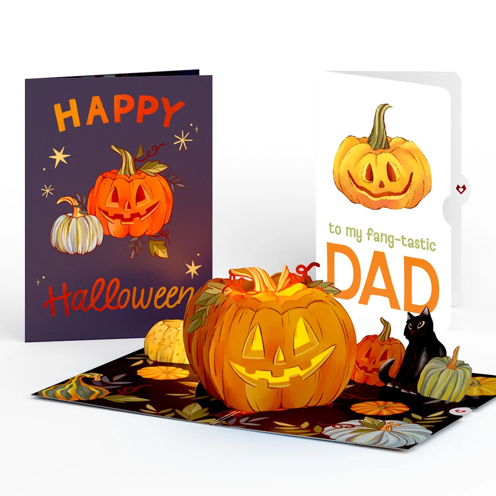 Lovepop Happy Halloween Pumpkin Light-Up Pop-Up Card and Sentiment Set for Dad