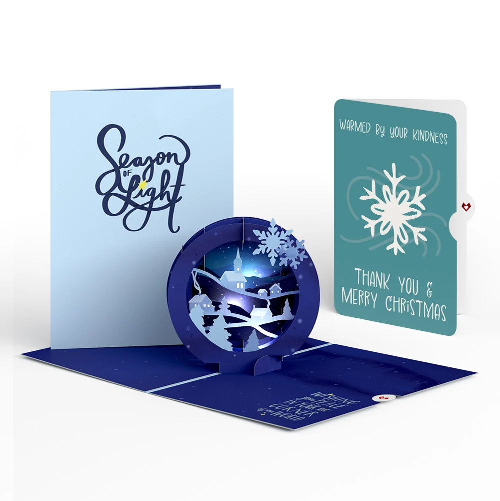 Lovepop Season of Light Winter Village Light-Up Pop-Up Card and Snowflake Kindness Sentiment Set