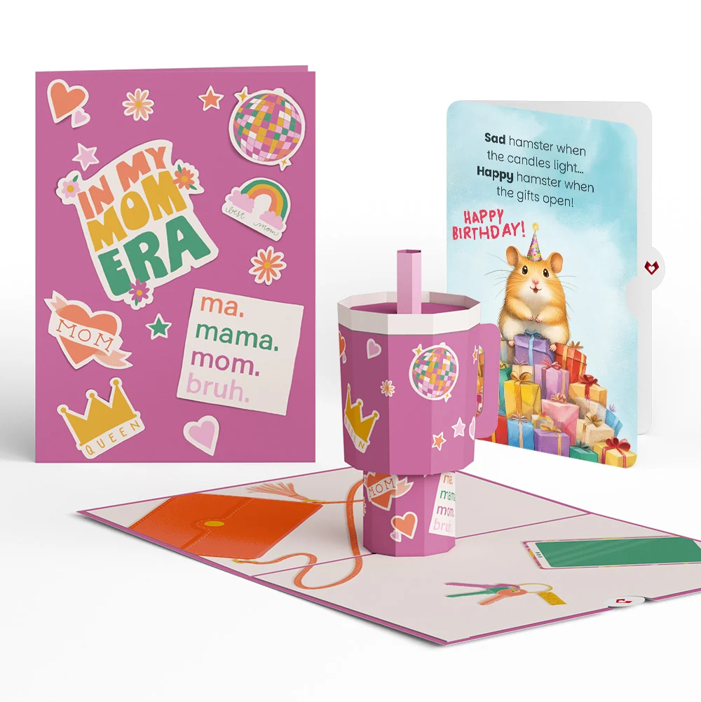 Lovepop Mom Era Tumbler Birthday Pop-Up Card and Happy Hamster Sentiment Set