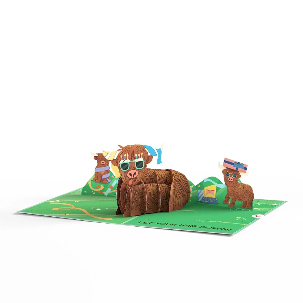 Lovepop Highland Cow Birthday Pop-Up Card - Image 3