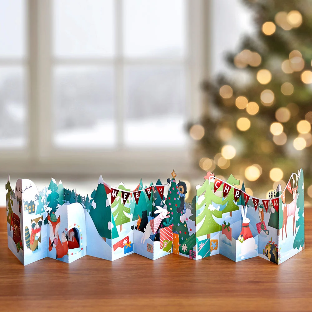 Lovepop Christmas Woodland Scene Loooooong Card (Expands to 2 feet)