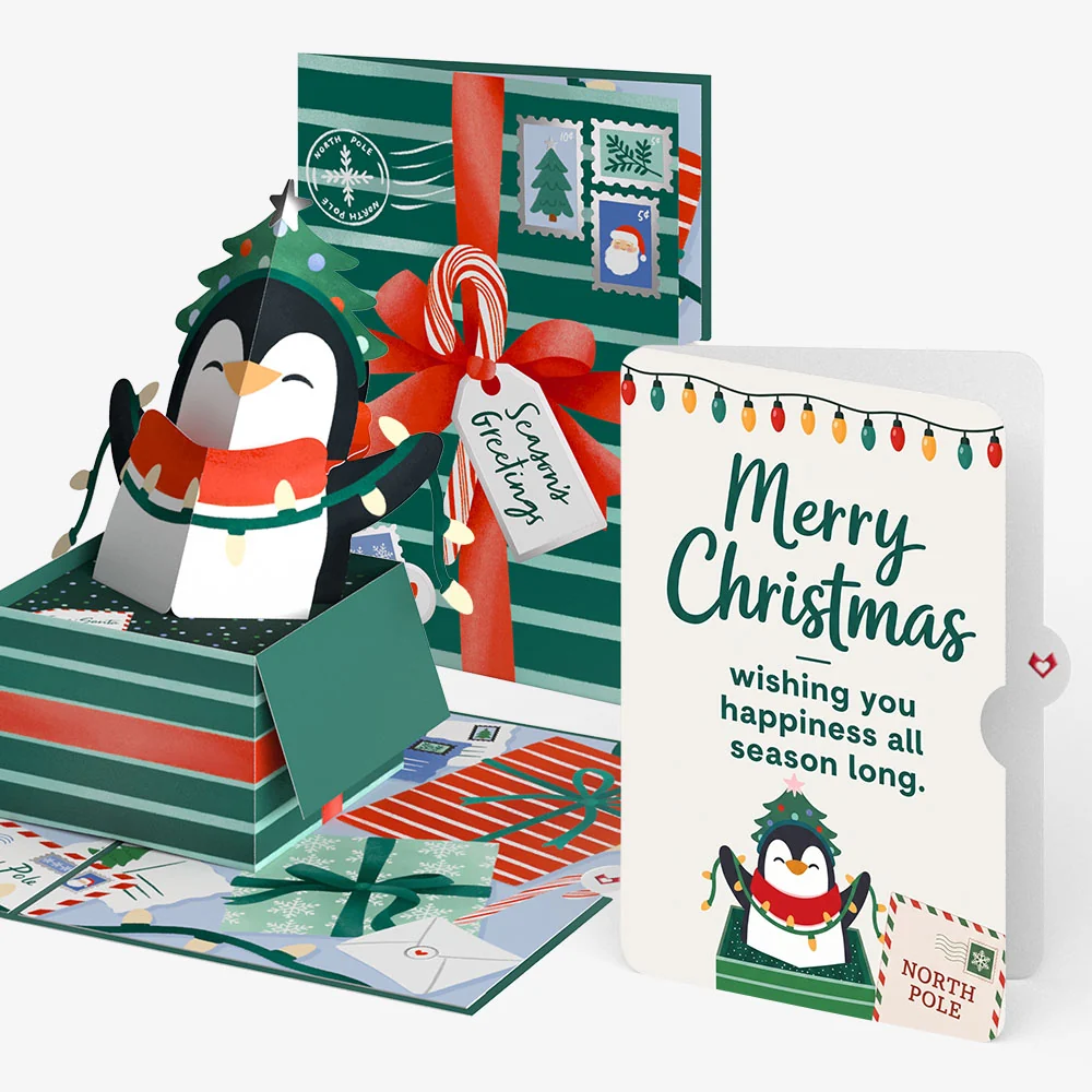 Lovepop Season's Greetings Penguin Surprise Christmas Pop-Up Card and Sentiment Set