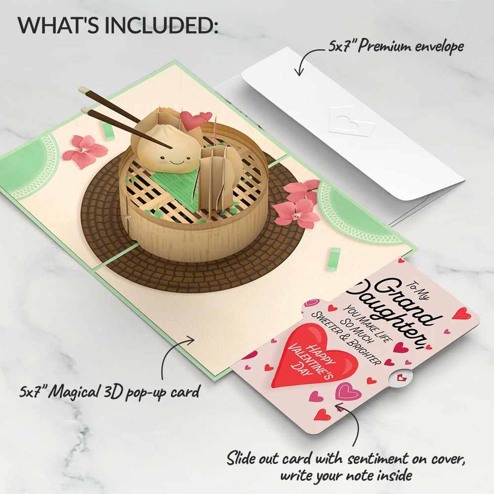 Lovepop You're All That and Dim Sum Valentine Pop-Up Card and Sentiment Set for Granddaughter Basket - Image 2