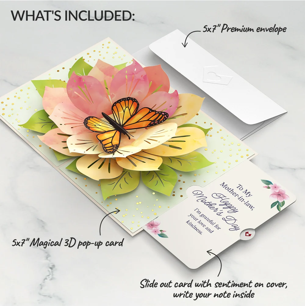 Lovepop Monarch Butterfly Bloom Mother's Day Pop-Up Card and Sentiment Set for Mother-in-law - Image 2