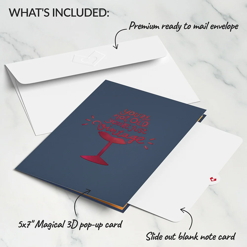Lovepop Vintage Wine Birthday Pop-Up Card Glass - Image 5