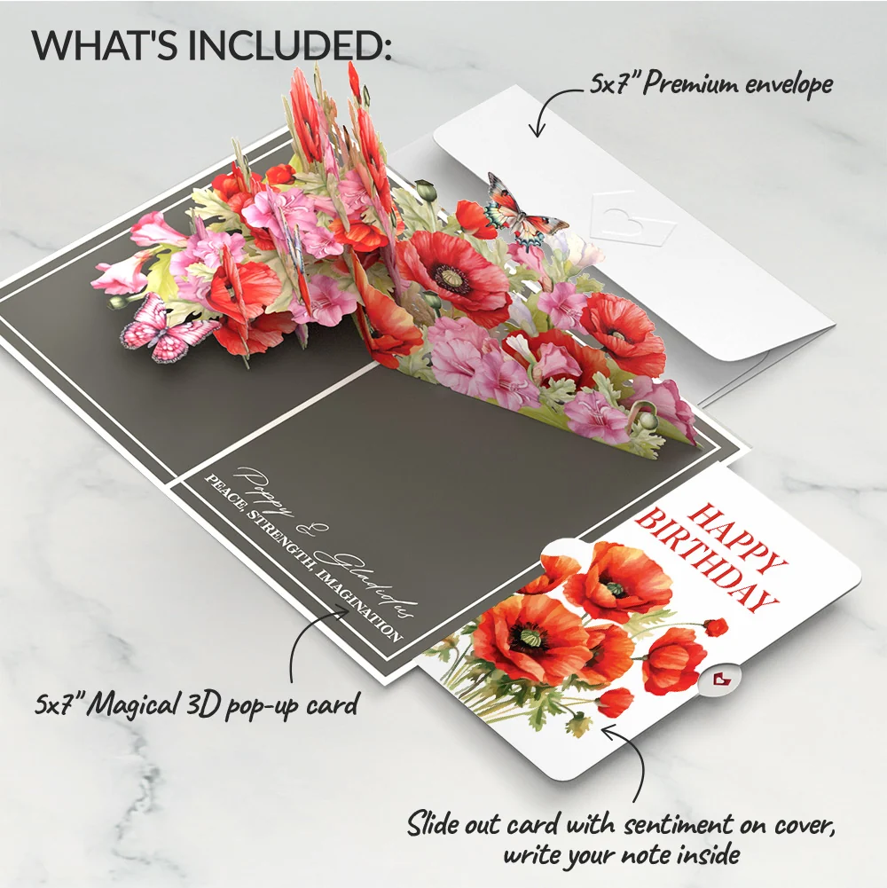 Lovepop Born to Bloom: August Birth Month Flowers Pop-Up Card and Sentiment Set Cream - Image 2