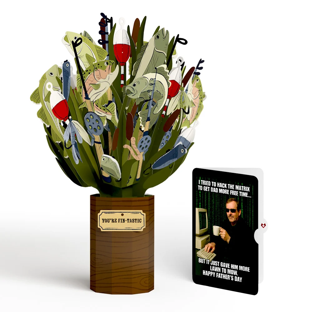 Lovepop Fin-tastic Fish Father's Day Bouquet and Matrix Hacker Sentiment Set