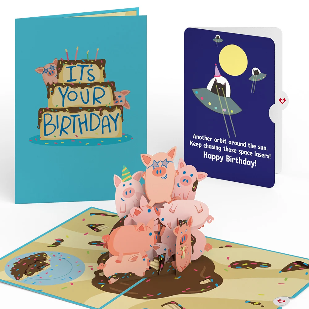 Lovepop Hog Wild with Space Laser Cats Birthday Pop-Up Card and Sentiment Set